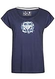 Elkline Damen T-Shirt Shimmer Baumwolle mit VW Bulli Siebdruck, Farbe:darkblue, Größe:34