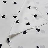 LinLiQiao Satin Stoff Polyester Seidiges Kleid Drapierender Stoff Mit Weiß-schwarzen Liebesdruck Für DIY Craft Shirts Röcke Und Dekoration 150cm Breit(Size:50cm/19in,Color:Weiß)