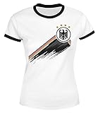 MoonWorks® Damen T-Shirt Deutschland Fußball EM-Shirt 2021 WM Fanshirt Deutschlandshirt Adler weiß-schwarz M