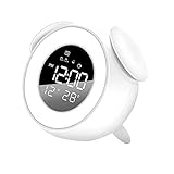 JSJJYJM Elektronischer Wecker LED Digitaluhr Wake Up Licht Wecker Tischlampe mit Sonnenuntergang Modus Nachtlicht für Kinderzimmer Dekoration Schreib