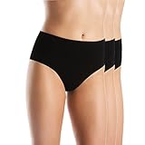 Teyli Unterhosen Damen 3er Pack Bambus Höschen Taillenslip Hoher Bund Weiches Material Atmungsaktiv Elastische Bequeme Unterwäsche Simi Farbe Schwarz Größe 44