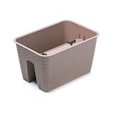 Blumenkasten Balkonkasten Railing Geländerkasten Blumentopf 4 Farben Rattan Optik 2 Größen von rg-vertrieb (400 Mocca)