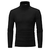 T-Shirt Herren Basic Hoher Kragen Mode Einfarbig Klassisches All-Match Herren Langarm Herbst Und Winter Neues Slim Herren Bottoming S