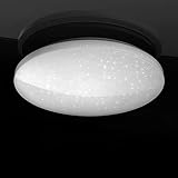 Lumira LED Deckenleuchte Sternenhimmel, 12W Deckenlampe dimmbar über Lichtschalter, Rund, Ø 28 cm, Warmweiß