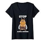 Damen Bienen Klimaschutz Erderwärmung Naturschutz Böse Biene T-Shirt mit V