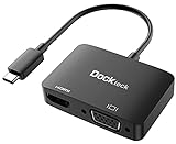 USB C auf VGA Adapter, Dockteck 2-in-1 Thunderbolt 3 VGA+HDMI MacBook Adapter, mit 4K 60Hz HDMI und 1080P 60Hz VGA, für MacBook Pro / Air M1 2020, iPad Pro 2021 / 2020, Dell Xps 13 / 15