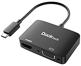 USB C auf VGA Adapter, Dockteck 2-in-1 Thunderbolt 3 VGA+HDMI MacBook Adapter, mit 4K 60Hz HDMI und 1080P 60Hz VGA, für MacBook Pro / Air M1 2020, iPad Pro 2021 / 2020, Dell Xps 13 / 15