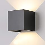 12W LED Wandleuchte Innen/Aussen Modern, Wandbeleuchtung mit einstellbar Abstrahlwinkel Up Down Design, IP 65 Wasserdichte Außenwandleuchten WandLampe 3000K Warmweiß (Schwarz)