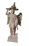 Eurofusioni Erzengel Michael Statue - Der Heilige Michael Weiße Kleine Figur mit Krone, Schwert und Flügeln von Hand bemalt goldene - Statuette h 10