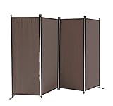 QUICK STAR Paravent 4 Teilig 165 x 220 cm Stoff Raumteiler Trennwand Balkon Sichtschutz Stellwand Faltbar Taup