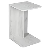 RICOO Kleiner Beistelltisch 39 x 62 x 45 cm Couch-Tisch in C-Form Eiche Hell – WM045-E