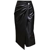 SLATIOM Herbst/Winter Mode Büro Lederrock Damen High Waist Leder Bleistiftrock (Color : Black, Size : L code)