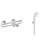 Grohe Grohtherm 800 Thermostate (Thermostat-Wannenbatterie, DN 15) chrom, 34567000 & 27799001 Tempesta 100 Wandhalterset 2 Strahlarten, C