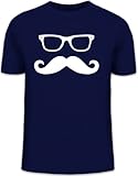 Shirtstreet24, Nerd Mustache, Moustache Schnurrbart Herren T-Shirt Fun Shirt Funshirt, Größe: S,dunkelb