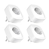 Smart Wlan Steckdose 16A, Alexa Steckdose 4er Pack, Smart Home Plug Kompatibel mit Alexa Google Home, App Fernbedienung, Stromverbrauch messen Sprachsteuerung Timer, NUR auf 2.4 GHz WiF