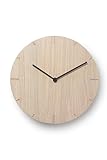 Natuhr Wanduhr Eiche gekalkt Holz Solide 20 cm Mini Massivholz, geräuscharmes U.T.S. Uhrwerk (Eiche gekalkt, Schwarze Zeiger)