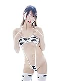 SINMIUANIME BH und Panty Set Weibliche Sexy Kuh Kostüm Cartoon Bikini Anime Cosplay Dessous, Fmblack White, Einheitsgröß