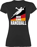 Handball WM 2021 - Wir sind Handball! Deutschland - XXL - Schwarz - T-Shirt - L191 - Tailliertes Tshirt für Damen und Frauen T-S