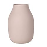 blomus -COLORA- Vase L aus Steingut, Rose Dust, hergestellt in hochwertiger Handarbeit, elegante dekorative Tischvase, flächenschonende Dekoration (H / B / T: 20 x 14 x 14 cm, Rose Dust, 65702)