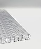 Polycarbonat Stegplatten │ Hohlkammerplatten │Struktur 3-Fach + X │ Farblos und Opal │ Größe Wählbar│für Carport, Terrasse, Wintergarten etc. (980 x 3500 mm, opal/milchig)