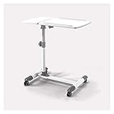 REN0124shuang Computertisch Höhenverstellbarer Laptop-Schreibtisch beweglicher Nachttisch-Sofatisch-Zwei-Wege-Kippkipptisch mit 4 Rollen, schwarz/weiß Laptoptisch (Color : White)