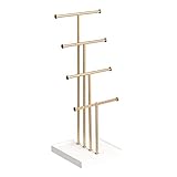 Amazon Basics - Schmuckständer, Baum-Design, 4 Ebenen, Weiß/Messing