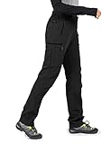 Wespornow Damen Wanderhose Wasserdicht Outdoorhose Softshellhose Thermohose Winddichte berghose Warme Trekkinghose Skihose für Skifahren, Camping, Hundesport und Wintersport (Dunkles Schwarz, XXL)