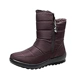 RTPR Damen Flache Winterstiefel Stiefel, Gefüttert Wasserdicht Winterschuhe Rutschfeste Schneestiefel Leicht Bequem Kurze Stiefel Schlupfstiefel Walkingschuhe Boots S