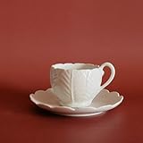 HEONGCN Tasse Keramik Italienisch Expresso Kaffeetasse Set Porzellan Einfach European Creative Weiß Geschirr Tazas De Café Tee Untertasse Sets Tasse (Color : Cream)