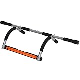 HOMCOM Klimmzugstange, Trainings Halterung, Multifunktions-Türreck, Stahl, Schaumstoff, PE, Schwarz+Grau, 92x40x17
