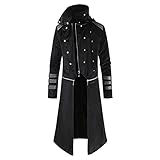 Pajiay Sakko Herren Lange Stehkragen Mode Lässig Windbreaker Herren Mittelalter Gotisch Gentleman-Stil Jacke Herren Halloween Weihnachten Herbst Winter Übergangsjacke H