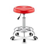 ZHOUXIAO Rolling Shop Hocker mit Rädern, Swivel-Salonhocker Stuhl Verstellbarer Druckhocker, Arbeitsbankhocker, Massages Spa Tattoo Fotografie Hocker mit PU-L