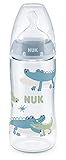 NUK First Choice+ Babyflasche | 6–18 Monate | Temperature Control | Flow Control | Anti-Colic-Ventil | 300 ml | BPA-frei | Trinksauger aus Silikon | Blue C
