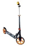 muuwmi Aluminium Scooter – Tretroller, 200 mm, ABEC 5, GS geprüft, höhenverstellbar, schwarz-orang