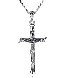 Männer S925 Sterling Silber Jesus Kreuz Anhänger Halskette, Hip-Hop Retro Punk Männer und Frauen können Anhänger Halskette Exquisite Geschenkbox Schmuck trag