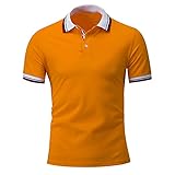 Henley Hemd Herren Sommer Trend Mode Spleißen Knopfleiste Herren Kurzarm Modern Basic Slim Fit Stretch Herren Poloshirt Urban All-Match Golf Herren S