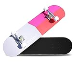 ZNZNANG Skateboard Jugend Street Skateboard 7-lagiges Ahorn Double Tilt Four Wheel Skateboard Professionelles Skateboard (Geometrische Trikolore)