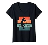 Damen Stunt Scooter Skater Tretroller Retro Roller Vintage T-Shirt mit V