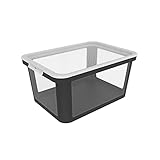 Rotho Albris Aufbewahrungsbox Deckel, Kunststoff (PP recycelt), schwarz/transparent, 45l, (57 x 39,2 x 27 cm)