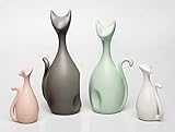 NicesThings - Set aus 4 Katzen-Skulpturen Katzen-Figuren modernes Design Keramik B