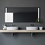 Badspiegel mit Beleuchtung Talos Light - Badezimmerspiegel 160 x 70 cm - mit hinterleuchteten Lichtausschnitten - Lichtfarbe neutralweiß - hochwertiger Aluminiumrahmen mit Kipp