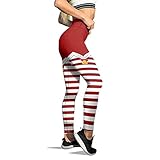 JIEYONG Damen Leggings Weihnachten Hose Lange Bunte Strumpfhose Stretch Sporthose Christmas Kostü