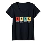 Damen Sister Science Chemistry Periodic Table Women Sibling Gifts T-Shirt mit V