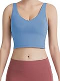 Workout-Tops für Frauen, Sport-BH, lange Camisole Yoga Tank Crop Tops für Teenager Mädchen, blau, X-S