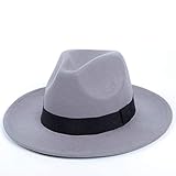 Retro Klassischer Filz Jazz Hut Fedora Hut mit großer Krempe Panama für Damen Herren Schwarz Rot Zylinder Hut Damen Hut Nachahmung Wollmütze (Color : 15 ，Size : Adjustable) Wollmü