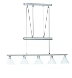 LED Pendelleuchte 5x4W hell höhenverstellbar 80-180 cm London 2700k 96cm nickel matt/Glas weiß 20 W