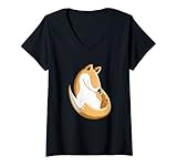 Damen Fuchs Mama oder Papa und Baby I Familie Waldtier Design T-Shirt mit V