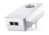 devolo 8733 WLAN Repeater, WiFi Repeater+ ac -bis zu 1.200 Mbit/s, Mesh WLAN Verstärker, Access Point, WLAN Steckdose, WiFi Extender, 2x LAN Anschluss, weiß