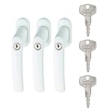 ABUS Abschließbarer Fenstergriff FG200 - 3er Set - Fensterknauf mit Druckzylinder, gleichschließend - ABUS-Sicherheitslevel 3 - 54576 - Weiß