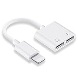 Kopfhörer Adapter für iPhone, [Apple MFI zertifiziert] iPhone Adapter 4 in 1 Dual Lightning Ports Kopfhörerkonverter Kompatibel mit iPhone 7/7 Plus/8/8 Plus/X/XR/XS/11/11 Pro/12/12 pro/12 Pro Max Weiß